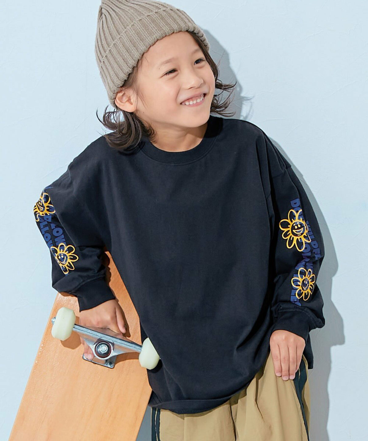 日本直送- DR Printed Sleeves Ribbed Long-Sleeved Tee