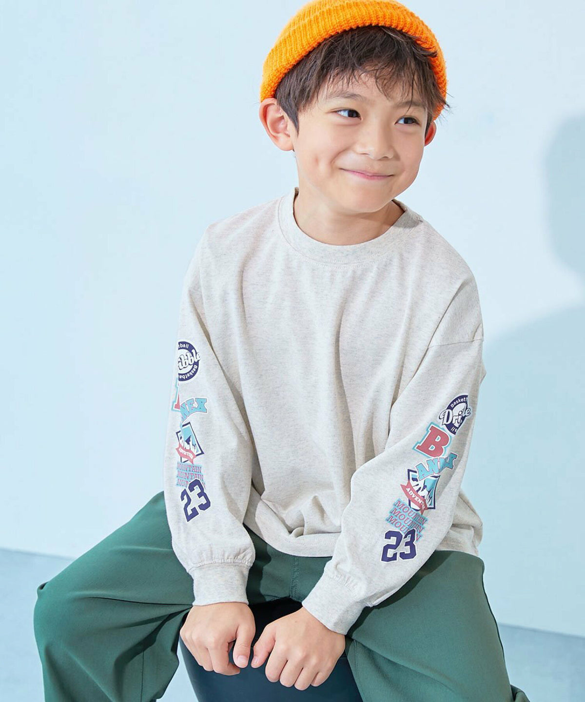 日本直送- DR Printed Sleeves Ribbed Long-Sleeved Tee
