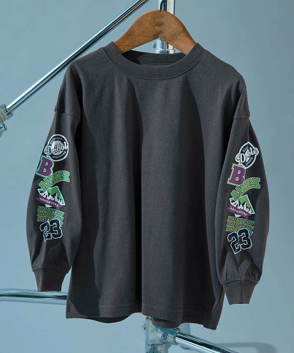 日本直送- DR Printed Sleeves Ribbed Long-Sleeved Tee